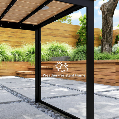 Garden Table for 6 People with Slatted Table Top, Metal Frame, Teak