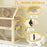 Wooden Hamster Cage, 3 Tier Gerbil Cage with Detachable 32cm Deep Bottom, Hut, Seesaw, Exercise Wheel, Ramps, 60 x 40 x 75cm, Natural Wood Finish