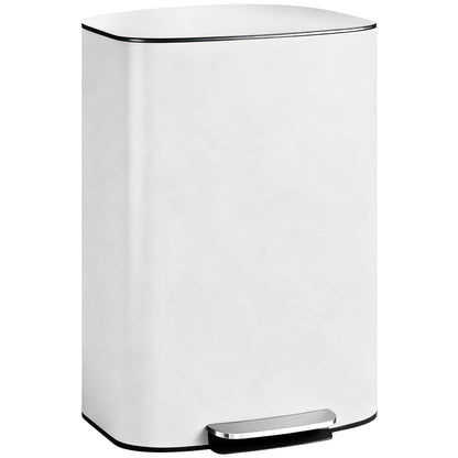 Pedal Bin with Soft-Close Lid, 50L Kitchen Bin with Carry Handle Cream