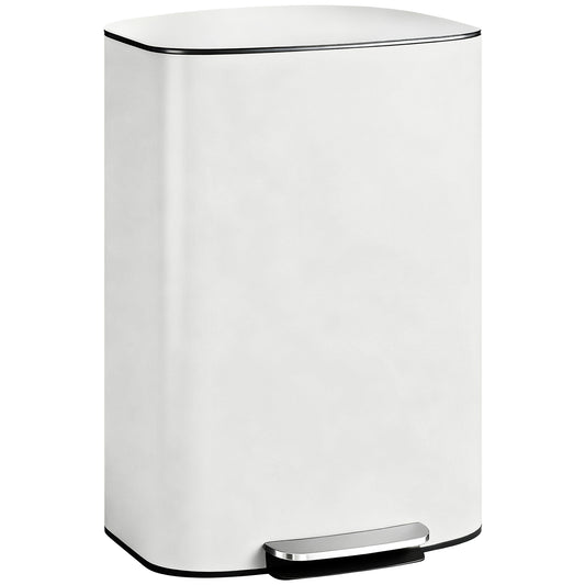 Pedal Bin with Soft-Close Lid, 50L Kitchen Bin with Carry Handle Cream