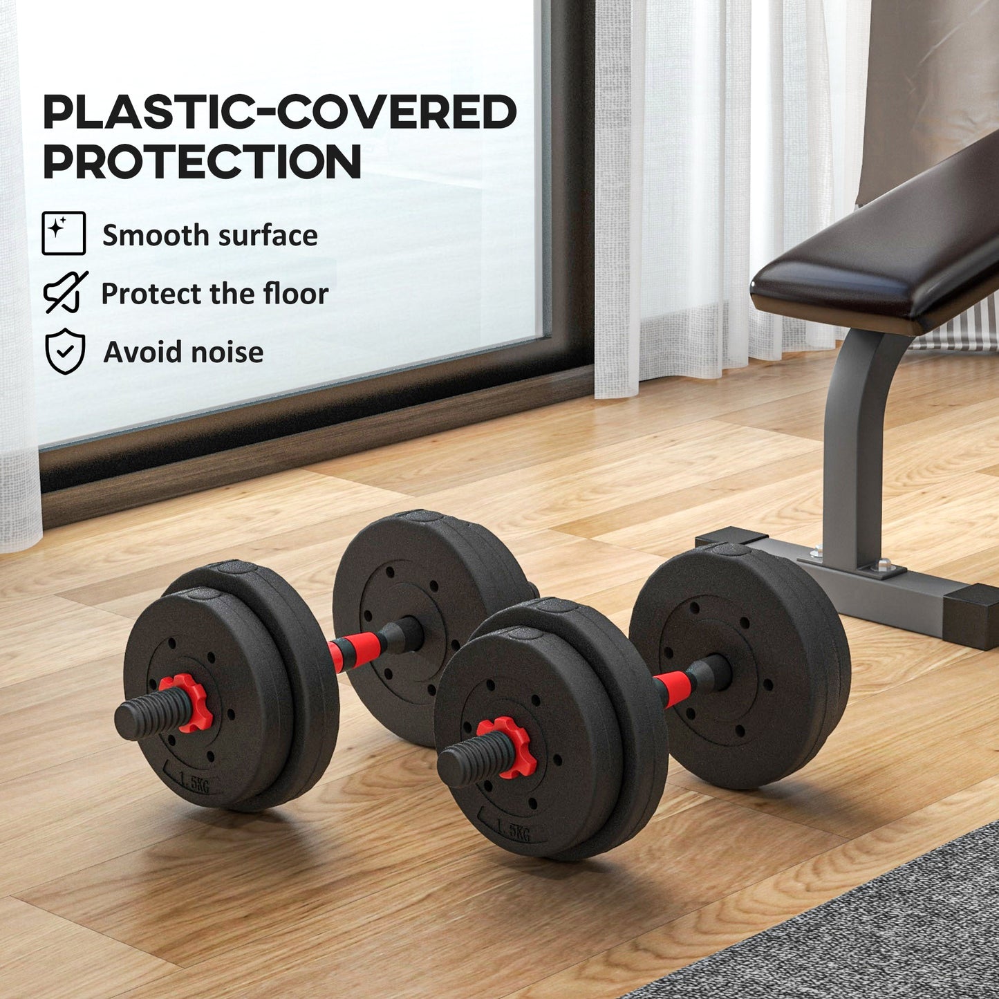 15 kg Adjustable 2 in 1 Barbell Dumbbells Weight Set for Body Fitness