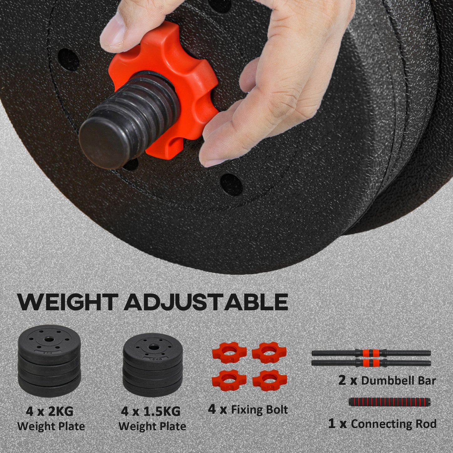15 kg Adjustable 2 in 1 Barbell Dumbbells Weight Set for Body Fitness