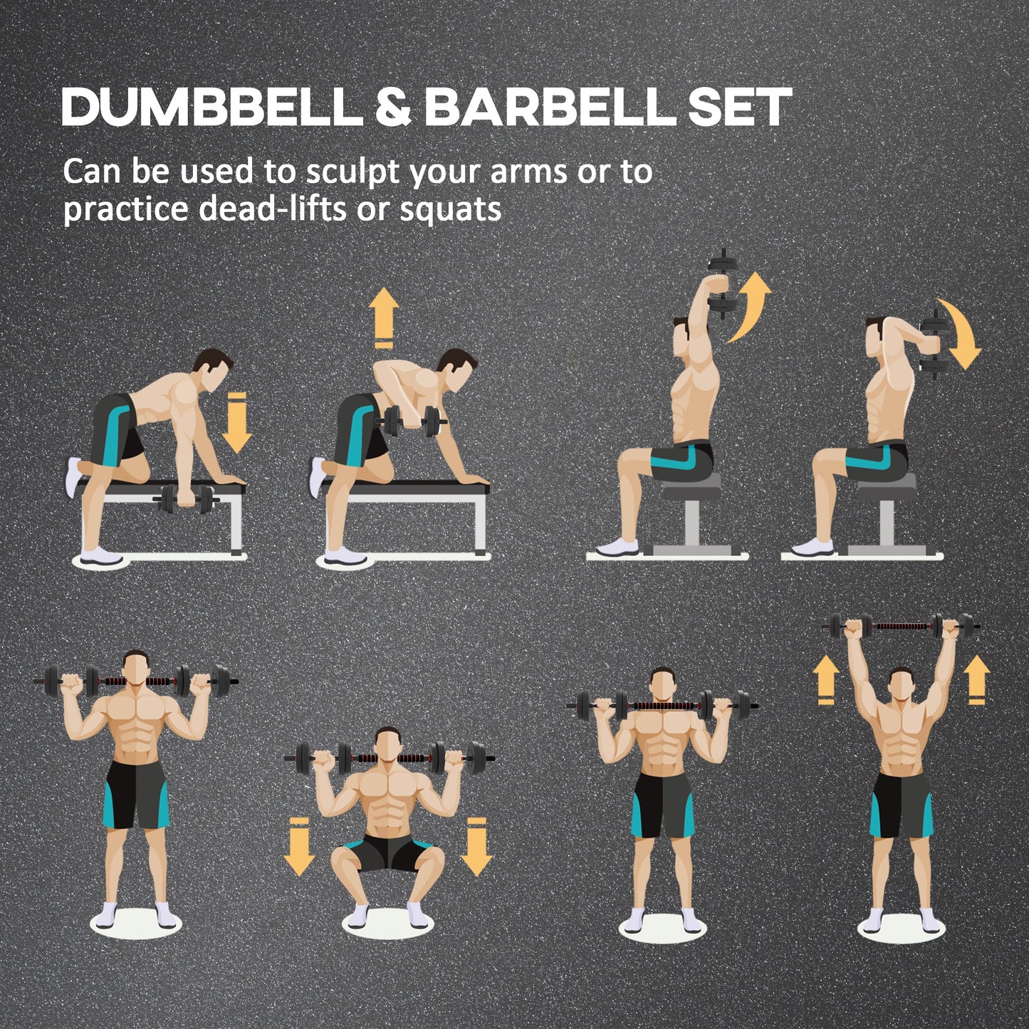 15 kg Adjustable 2 in 1 Barbell Dumbbells Weight Set for Body Fitness