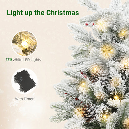 60 cm Prelit Mini Tabletop Christmas Tree, Snow Flocked Xmas Tree