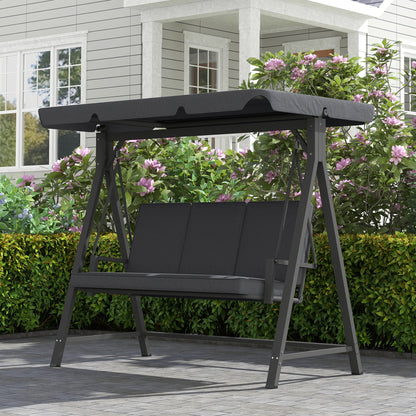 3 Seater Garden Swing Seat with Adjustable Canopy and Cushion Grey
