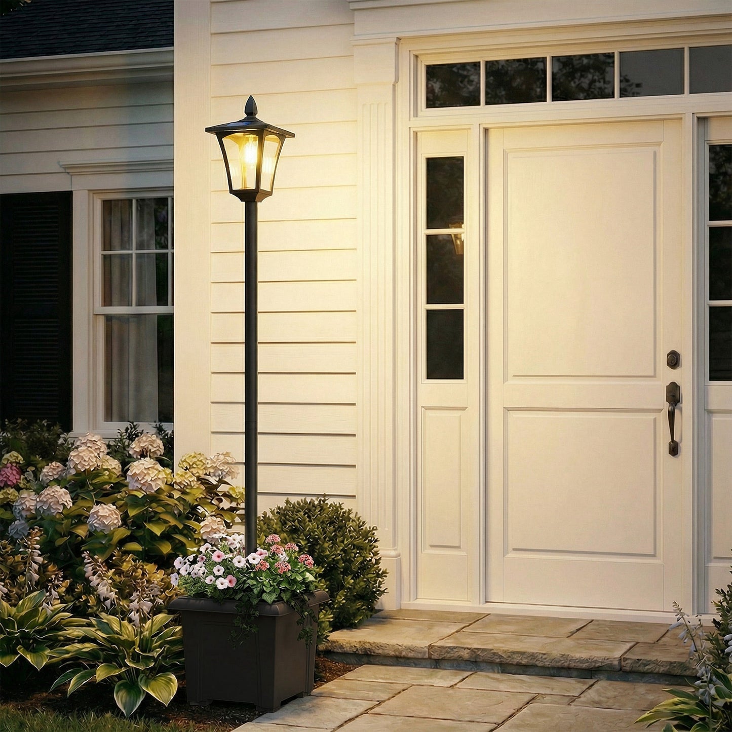 160cm Garden Solar Lamp Post Light, LED Solar Light Post, Black