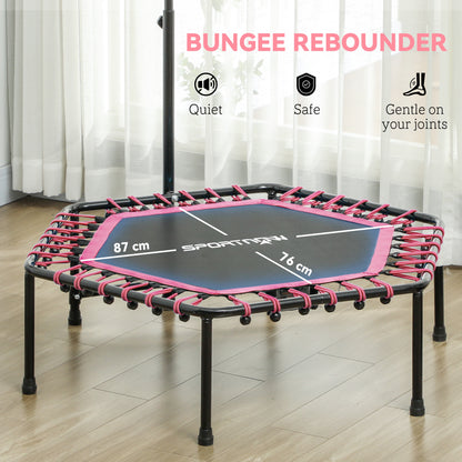 45" Fitness Trampoline with Adjustable Handle, LED Lights, Pink