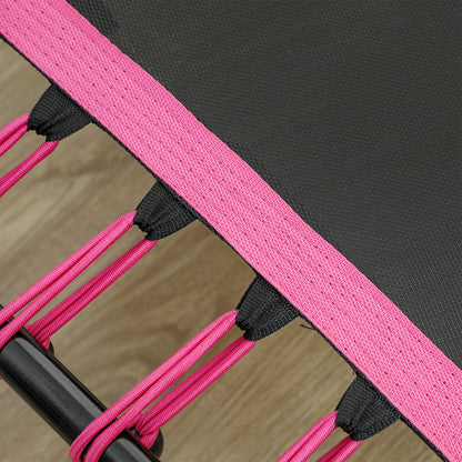 45" Fitness Trampoline with Adjustable Handle, LED Lights, Pink