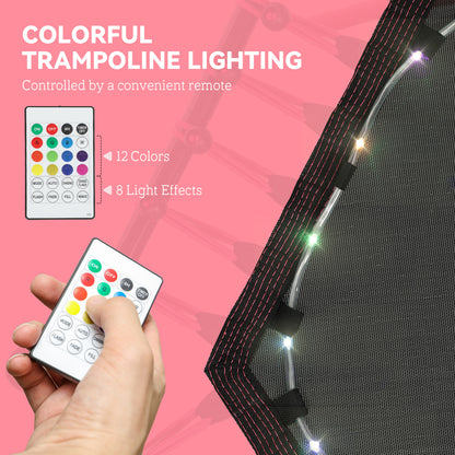 45" Fitness Trampoline with Adjustable Handle, LED Lights, Pink