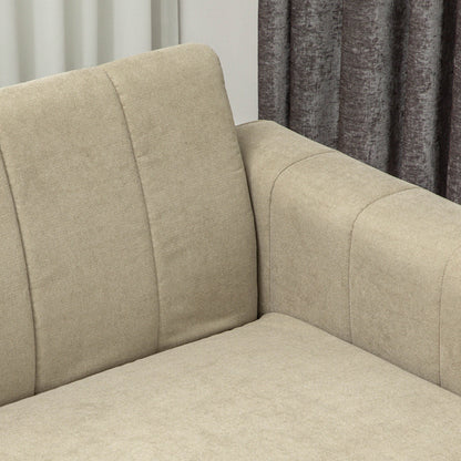 3 Seater Sofa, Modern Fabric Couch with Channel Tufted, Khaki