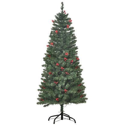5FT Prelit Pencil Christmas Tree w/ LED Light, Berry, Xmas Decoration