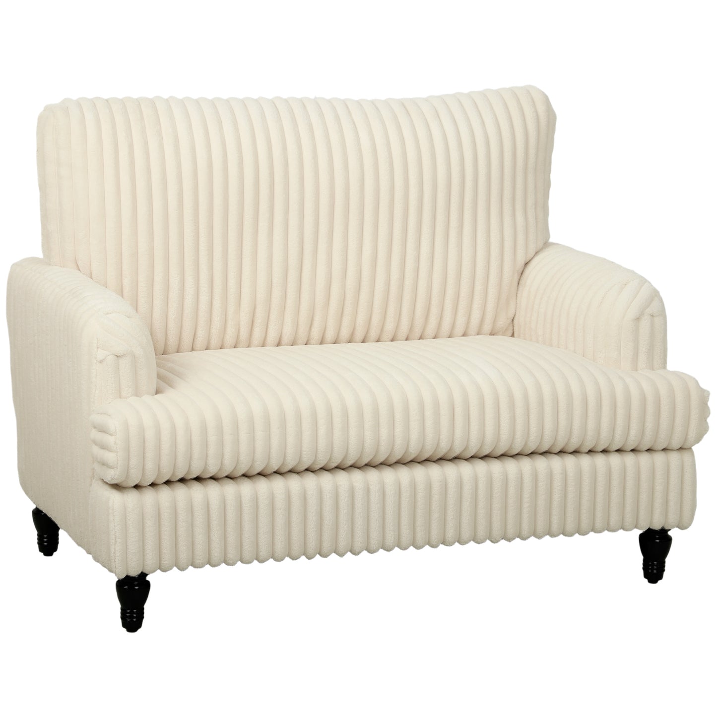 Corduroy Single Sofa Armchair with Stripes, Cream