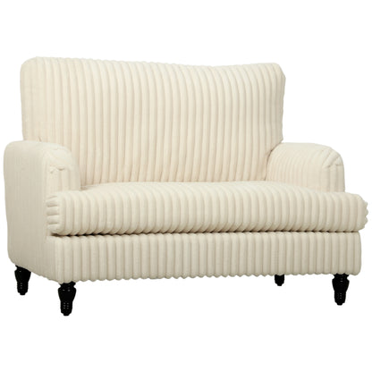 Corduroy Single Sofa Armchair with Stripes, Cream