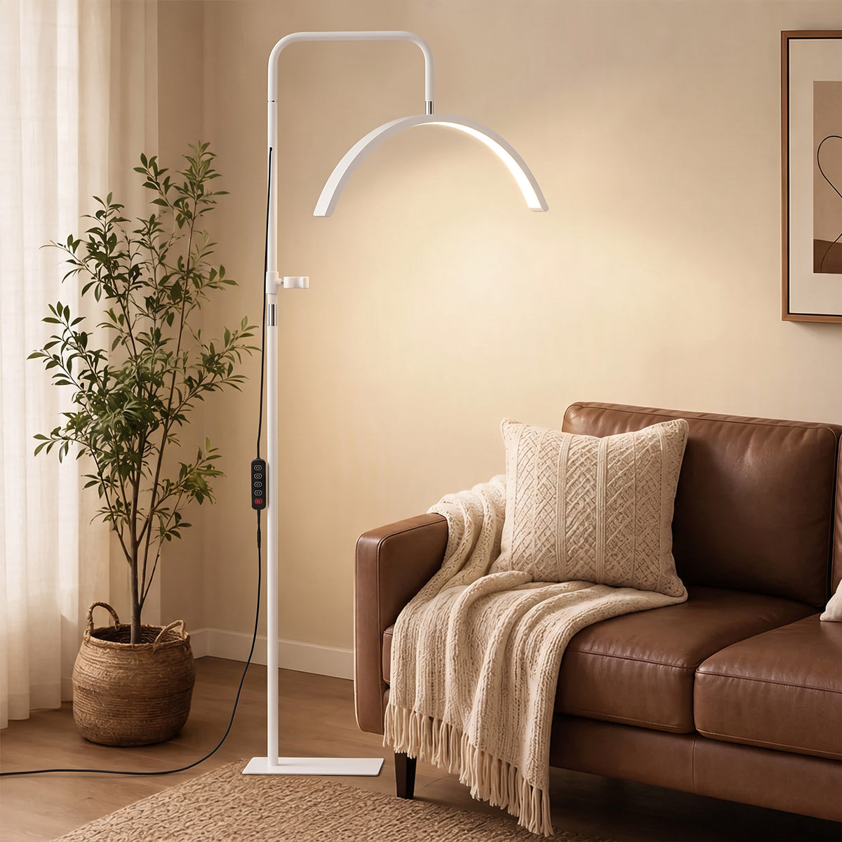 Half Moon Lash Light, Beauty Floor Lamp with Rotatable Head