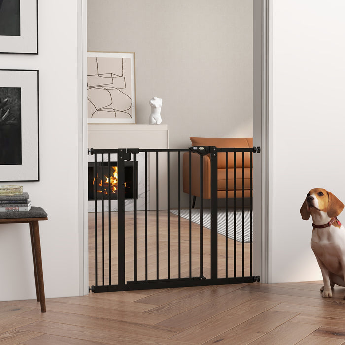 Metal 74-100cm Wide Adjustable Dog Gate Black