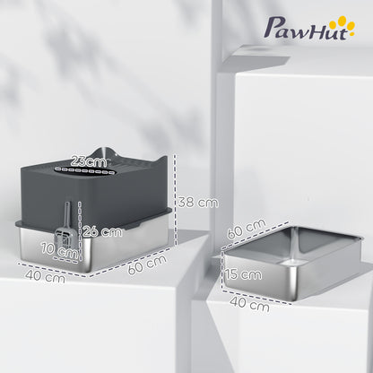 Stainless Steel Cat Litter Box, Enclosed Metal Litter Tray, Dark Grey