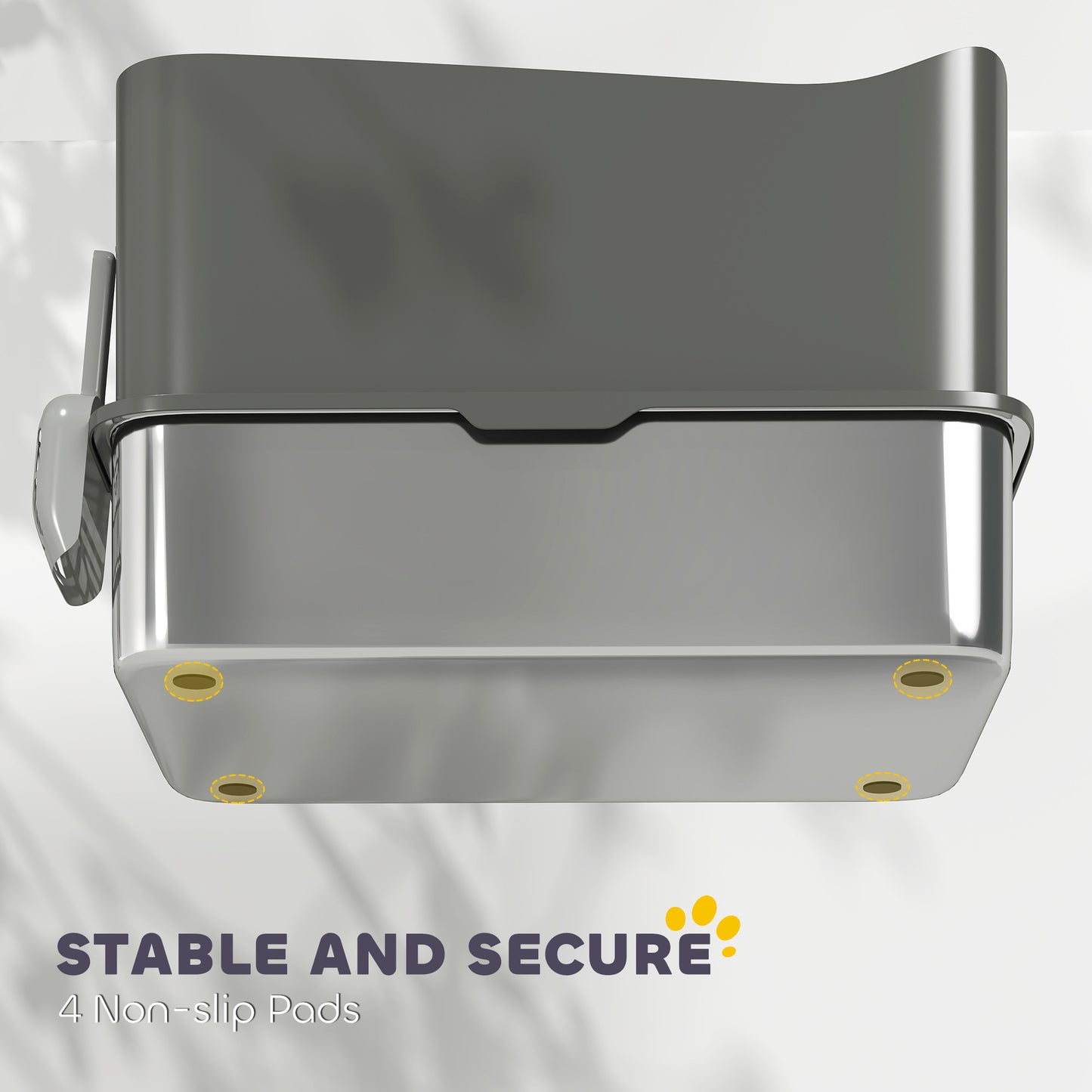 Stainless Steel Cat Litter Box, Enclosed Metal Litter Tray, Dark Grey