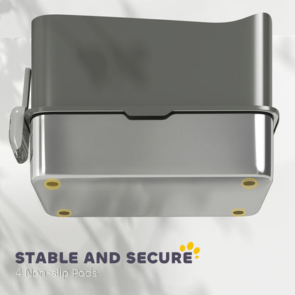 Stainless Steel Cat Litter Box, Enclosed Metal Litter Tray, Dark Grey