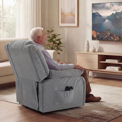 Power Lift Recliner Chair, Reclining Chair with Massage, Light Grey