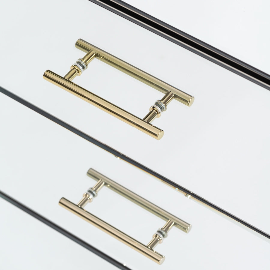 Harper Mirrored Side Table – Champagne Gold Details