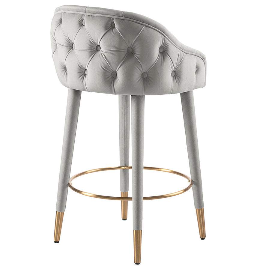 Sophia Counter Stool - Grey - Brass Caps