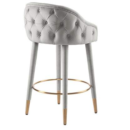 Sophia Counter Stool - Grey - Brass Caps
