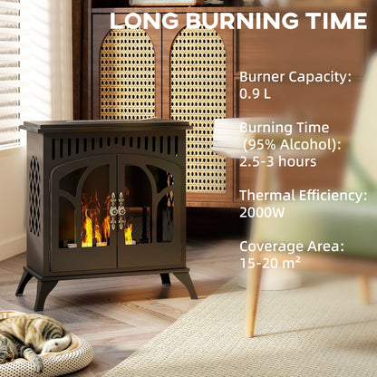 22" Bio Ethanol Fireplace Stove, Ethanol Fire Burner with Door