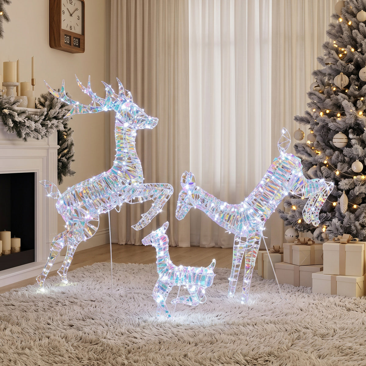 3-Piece Christmas Lighted Reindeer Family Set for Outdoor