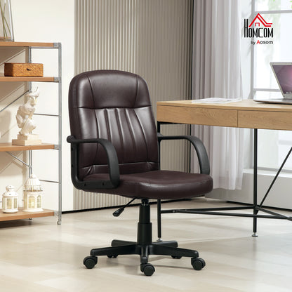 PU Leather Office Chair Swivel Home Computer Desk Chair, Dark Brown