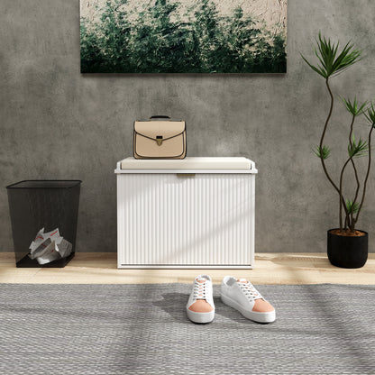 Shoe Storage Bench with Cushion and Flip-Drawer 62x26x47.5cm White