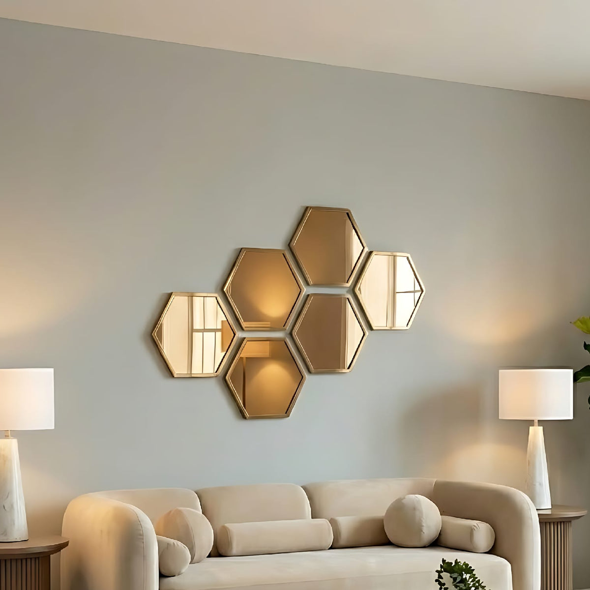 Alveare Brass Wall Mirror