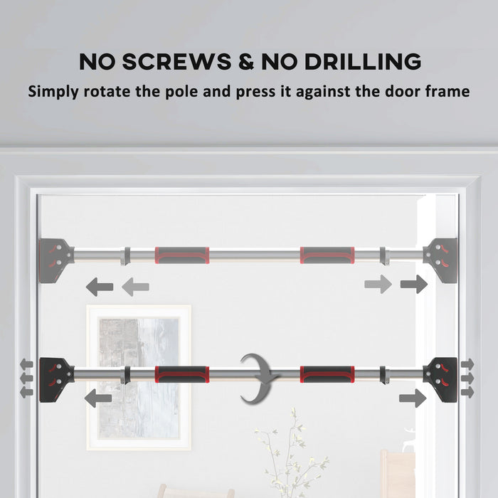 No Screws Doorway Pull Up Bar, 75-92cm Length Adjustable