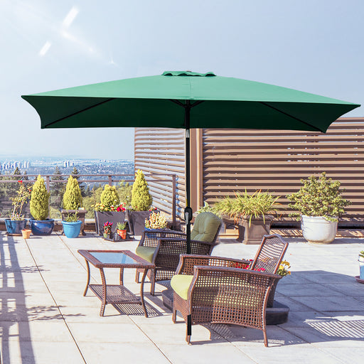 3x2m Patio Parasol Garden Umbrellas Canopy with Aluminum Tilt Crank Rectangular Sun Shade Steel, Green