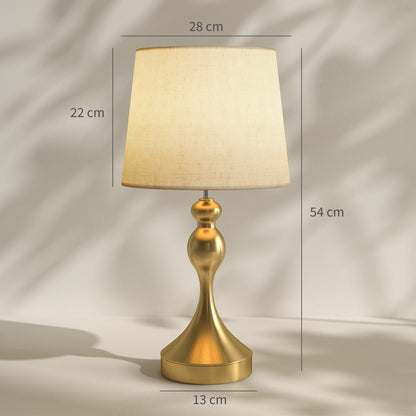 Table Lamps Set of 2, Modern Bedside Lamps with USB Ports, Gold Tone