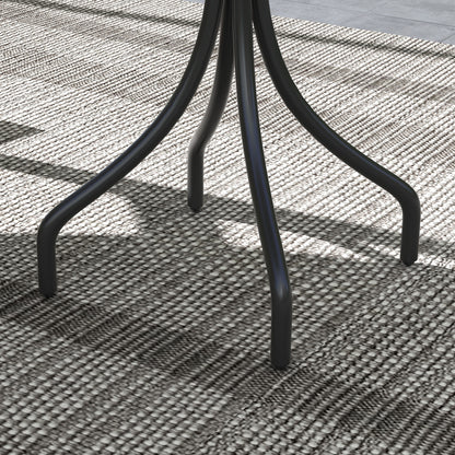 Round Garden Table Outdoor Side Table with Steel Frame Brown