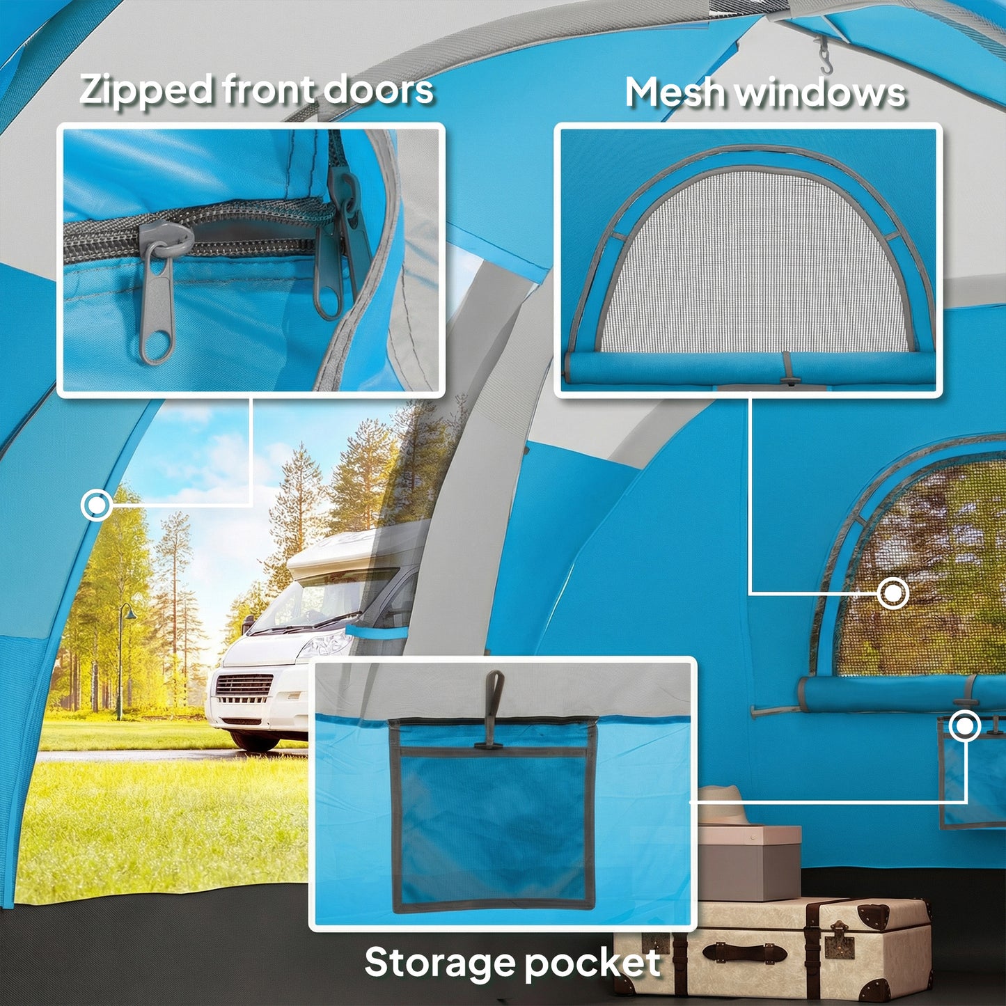 5-6 Man Camping Tent, Water Resistant Hiking Shelter