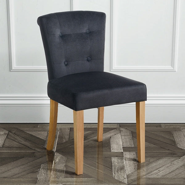 Positano Dining Chair with Back Ring - Black Velvet Natural legs