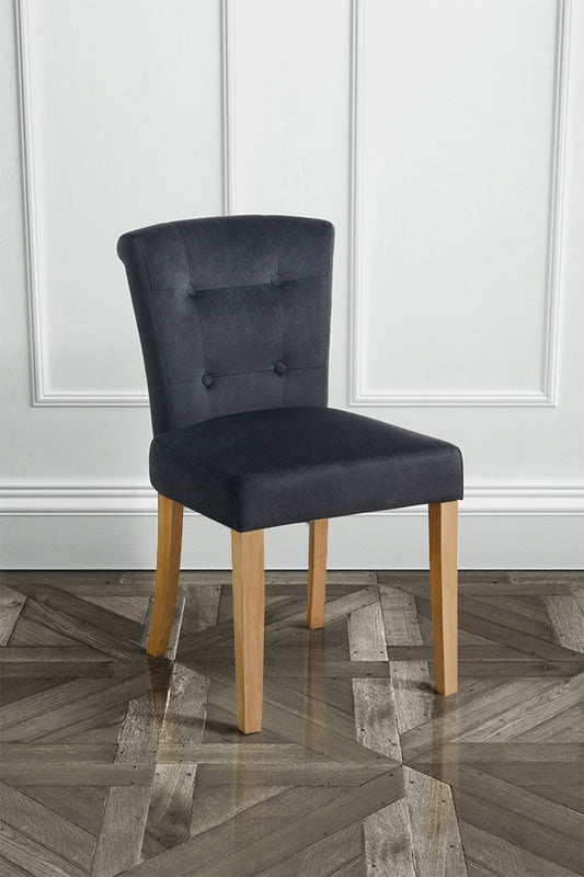 Positano Dining Chair with Back Ring - Black Velvet Natural legs