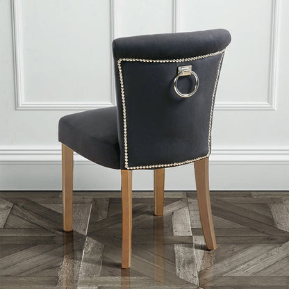 Positano Dining Chair with Back Ring - Black Velvet Natural legs