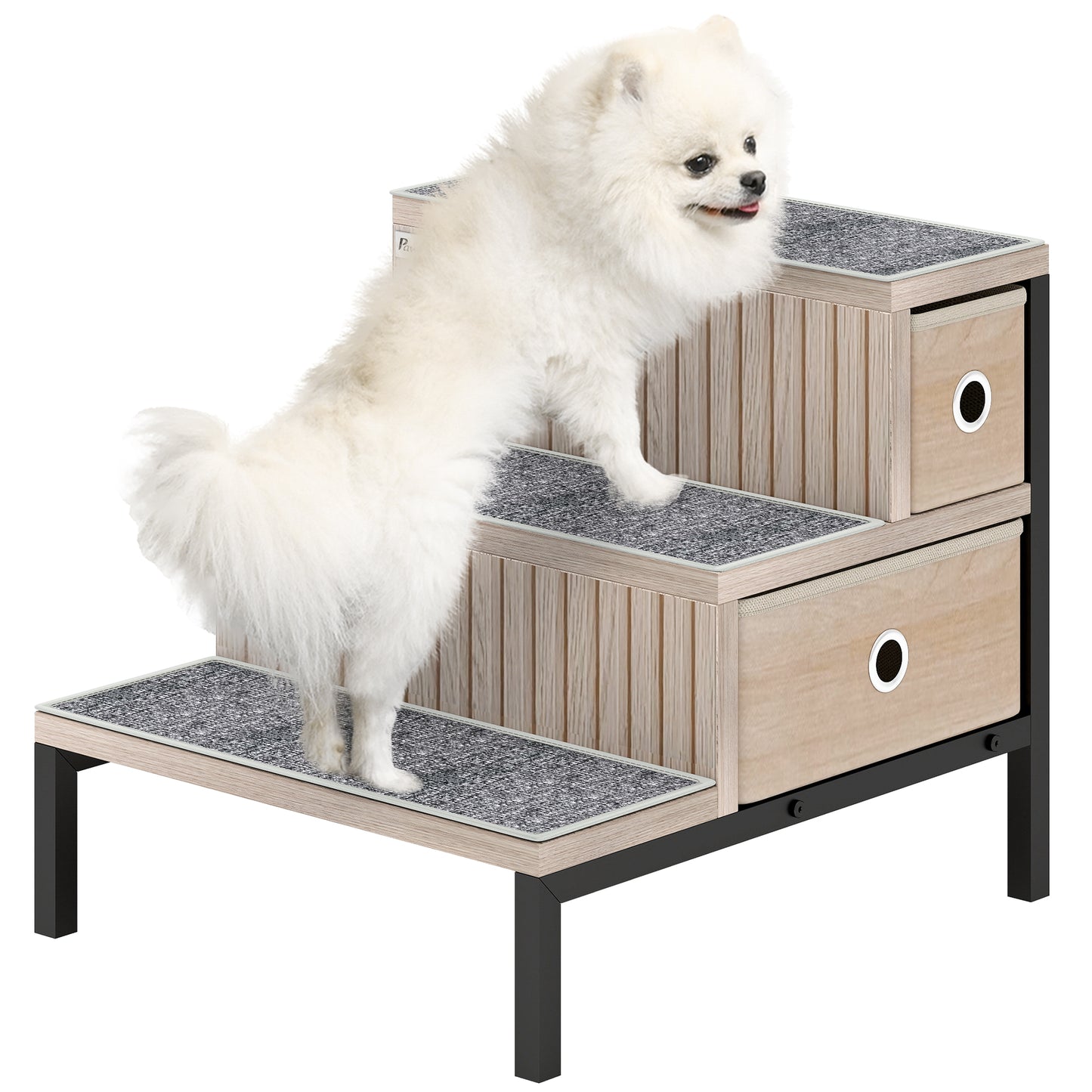 Dog Stairs with Storage, Dog Steps for Older Cats & Small Dogs, Oak