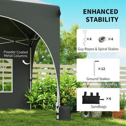 3 x 6m Pop Up Gazebo with Sides, Peak Top Garden Party Tent Marquee