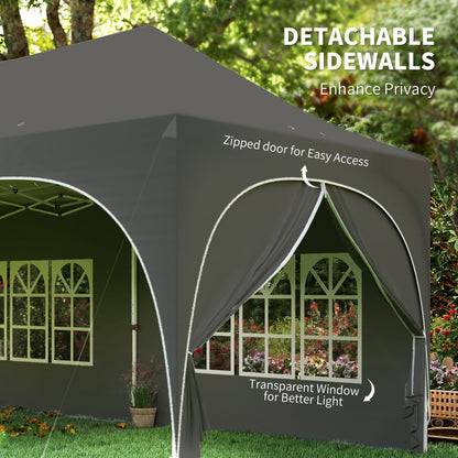 3 x 6m Pop Up Gazebo with Sides, Peak Top Garden Party Tent Marquee