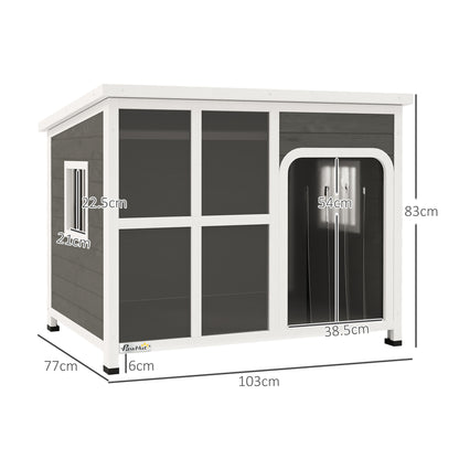 Wooden Dog Kennel Outdoor w/ Openable Top, 103 x 77 x 83cm