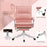 Vibration Massage Office Chair with Heat, Faux Leather Computer Chair with Footrest, Armrest, Reclining Back, Double-tier Padding, Pink