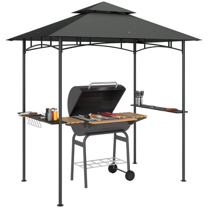 8' x 5' Grill Gazebo, Double Tiered Outdoor BBQ Shelter, Dark Grey