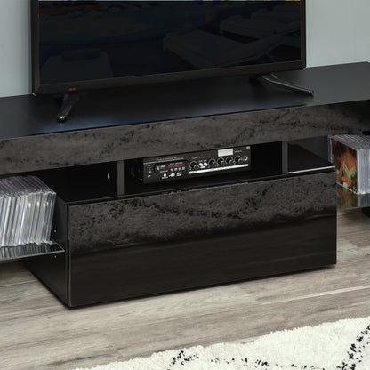 High Gloss TV Stand Cabinet with LED RGB Lights and Remote Control for 43"/50"/55" TV, Media TV Console Table with Storage Drawer and Shelf