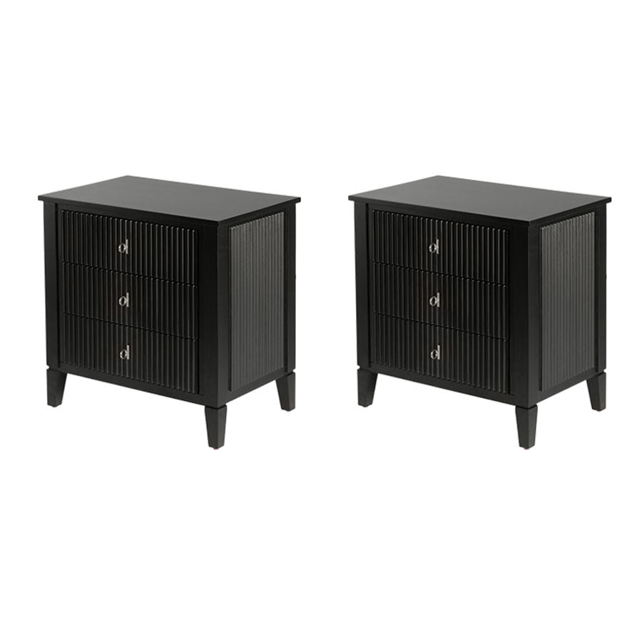 Set of 2 Heidi bedside tables - Black - Brass/Silver