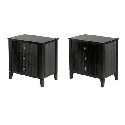 Set of 2 Heidi bedside tables - Black - Brass/Silver