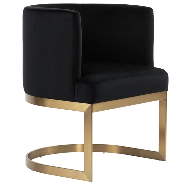 Lasco Dining Chair - Black - Brushed Brass Base