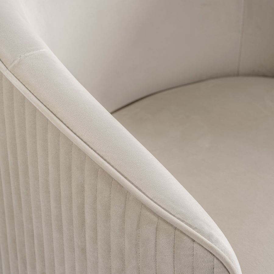 Ella Dining Chair - Chalk - Brass Base